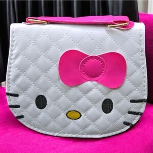 Hello Kitty White Patent Crossbody Bag Pink Handles Black Embroidery Sanrio Y2K